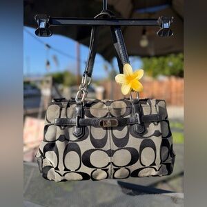 Coach Black and Khaki Signature Shoulder Bag